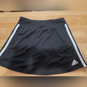 adidas Girl's Black Athletic Skort White Side Stripes Sz Small (7/8) Like New
